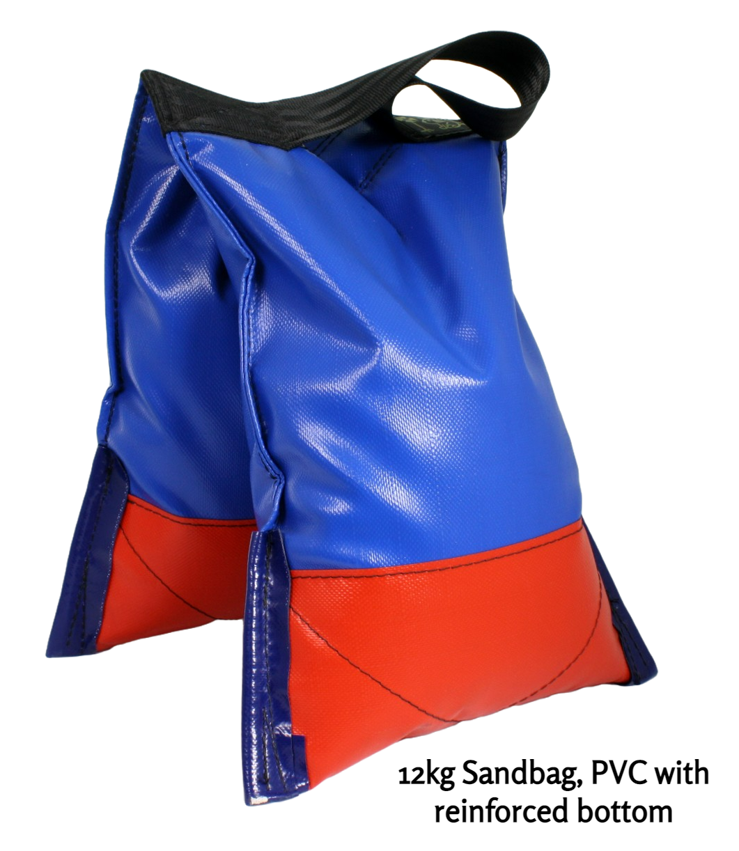 12kg sandbag with reinforced bottom in blue and red PVC