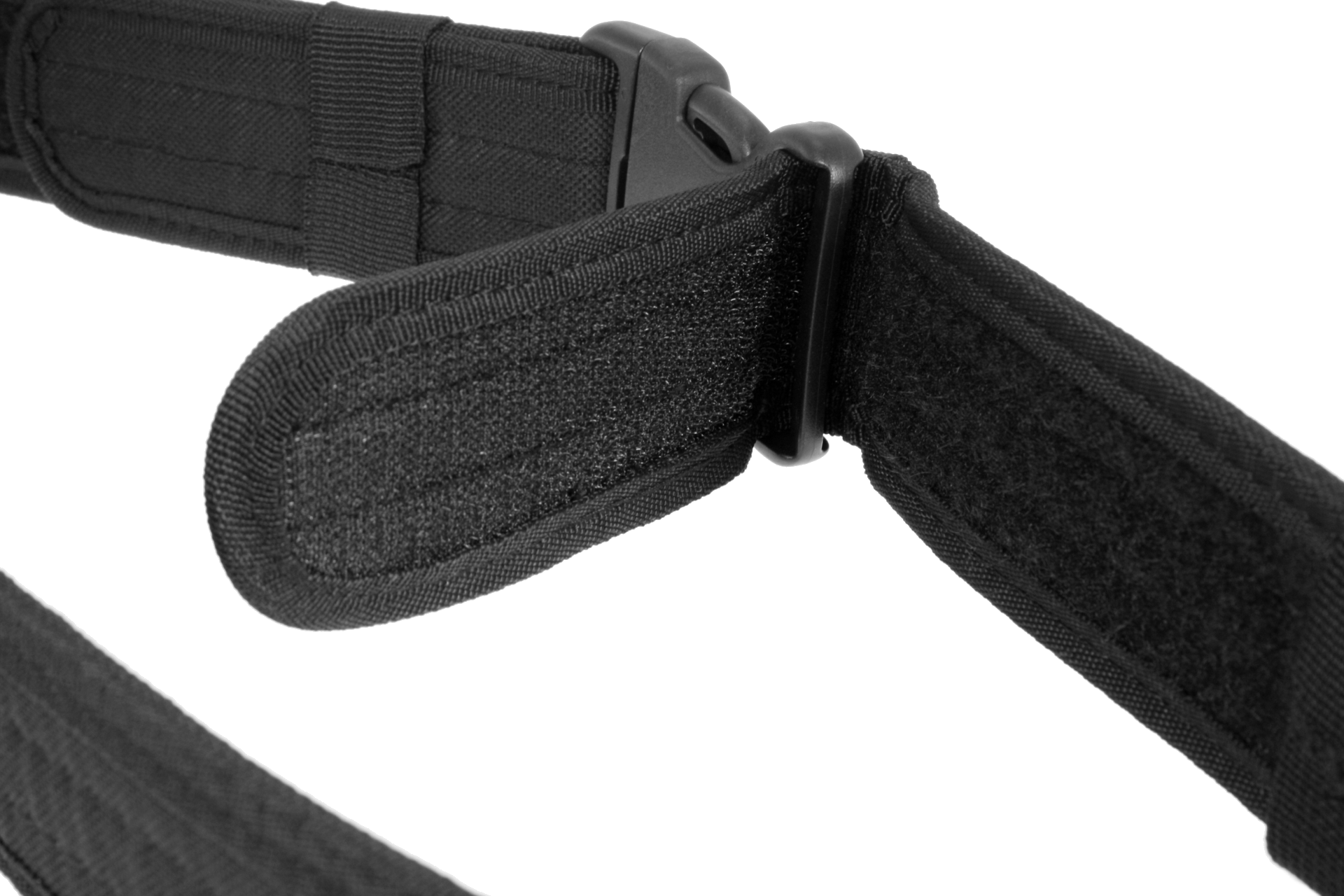 Close up of the adjustable sizing mechanisim, using hook and loop technology.