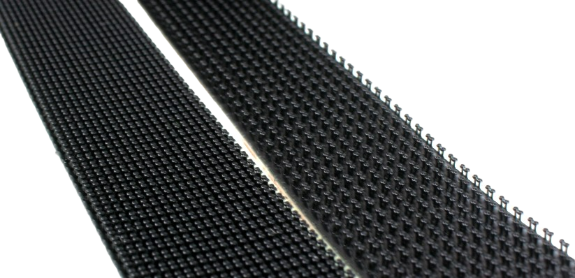 3M Dual Lock close up, showing both sides of the tape side by side