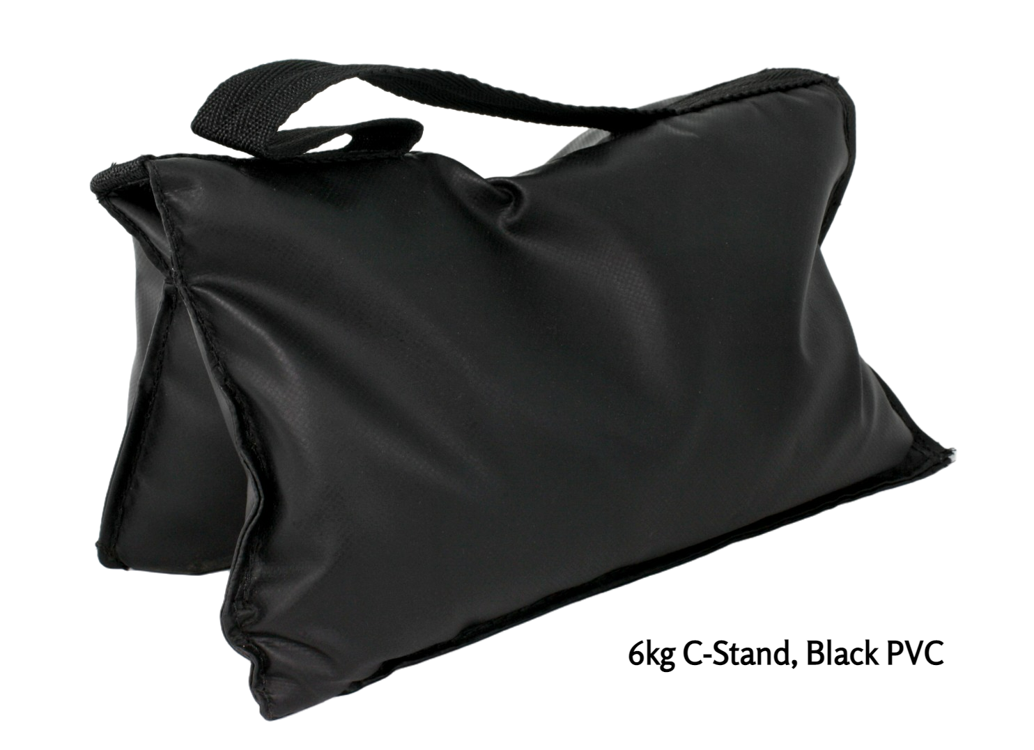A 6kg C-stand sandbag in black PVC fabric
