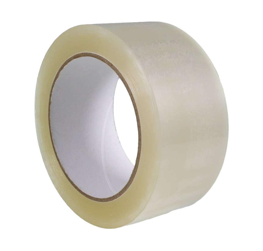 A roll of clear packing tape, side view