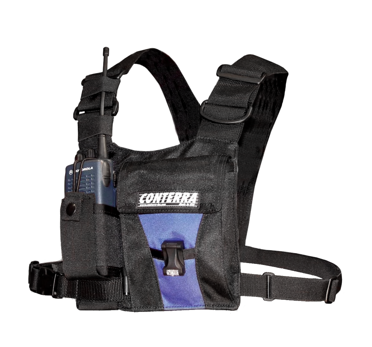 Conterra Adjusta Pro II Radio Chest Harness, with a light attached.