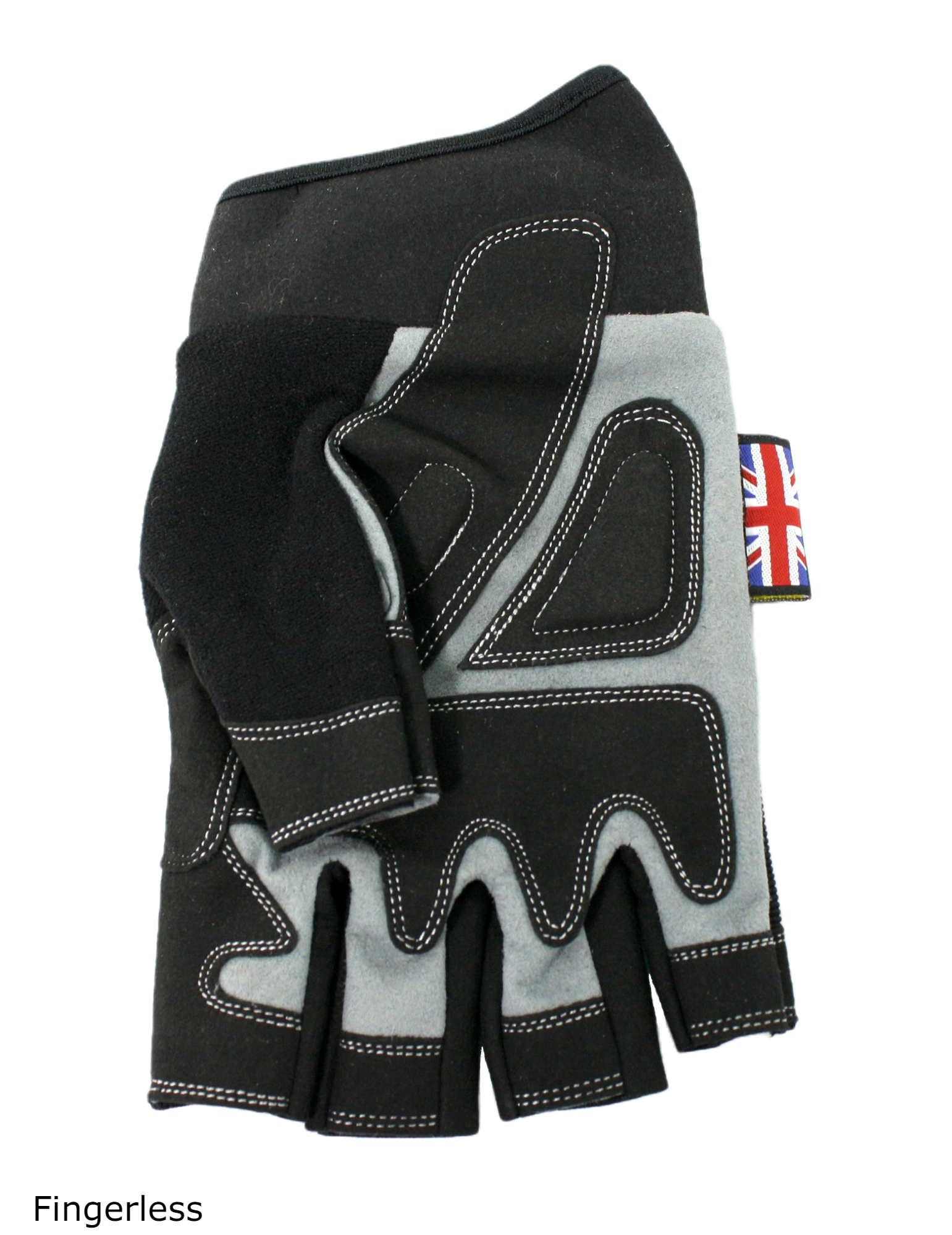 Fingerless, single glove, laying flat, palm up