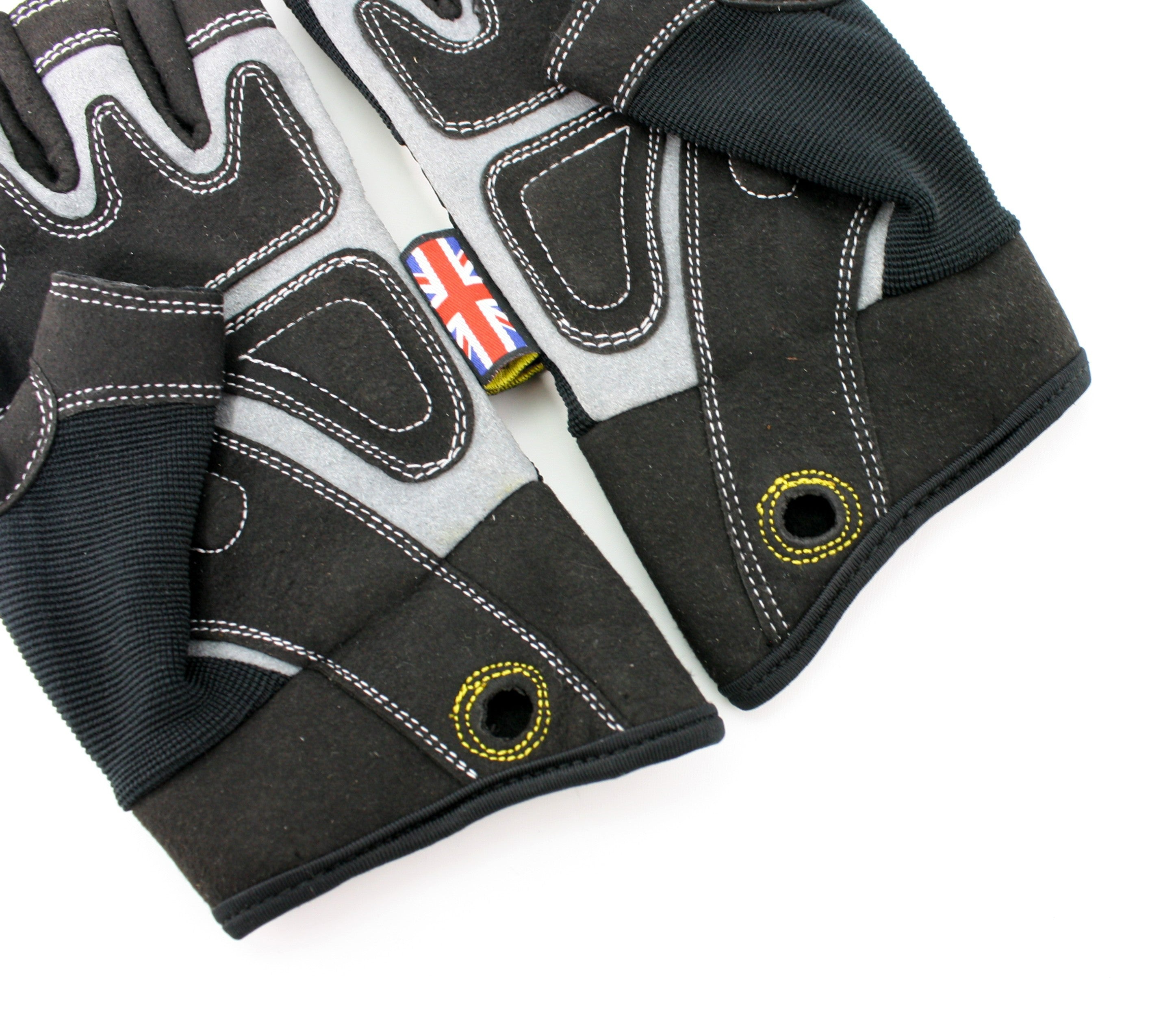 A close up of the eylet holes featured on all gloves. Handy for hanging them off your belt.