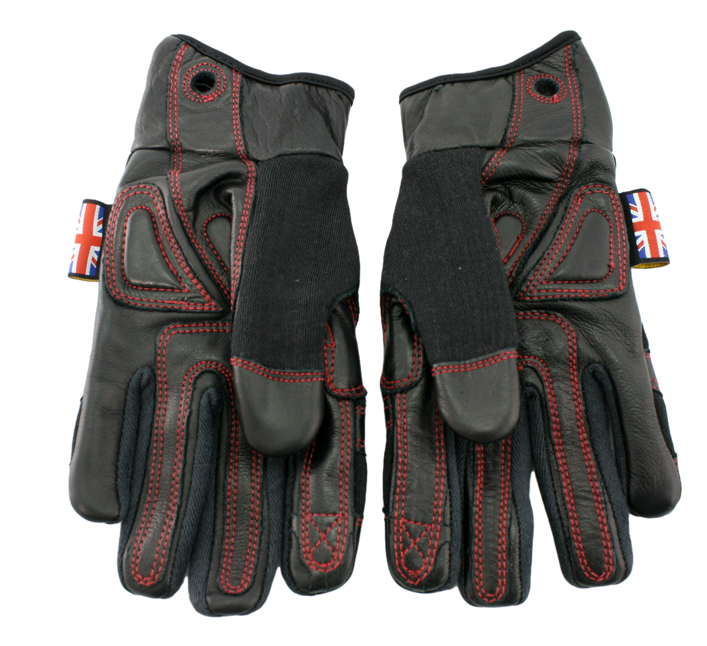 Pair of Phoenix gloves, laying flat, palms up, a mirror image of each other.