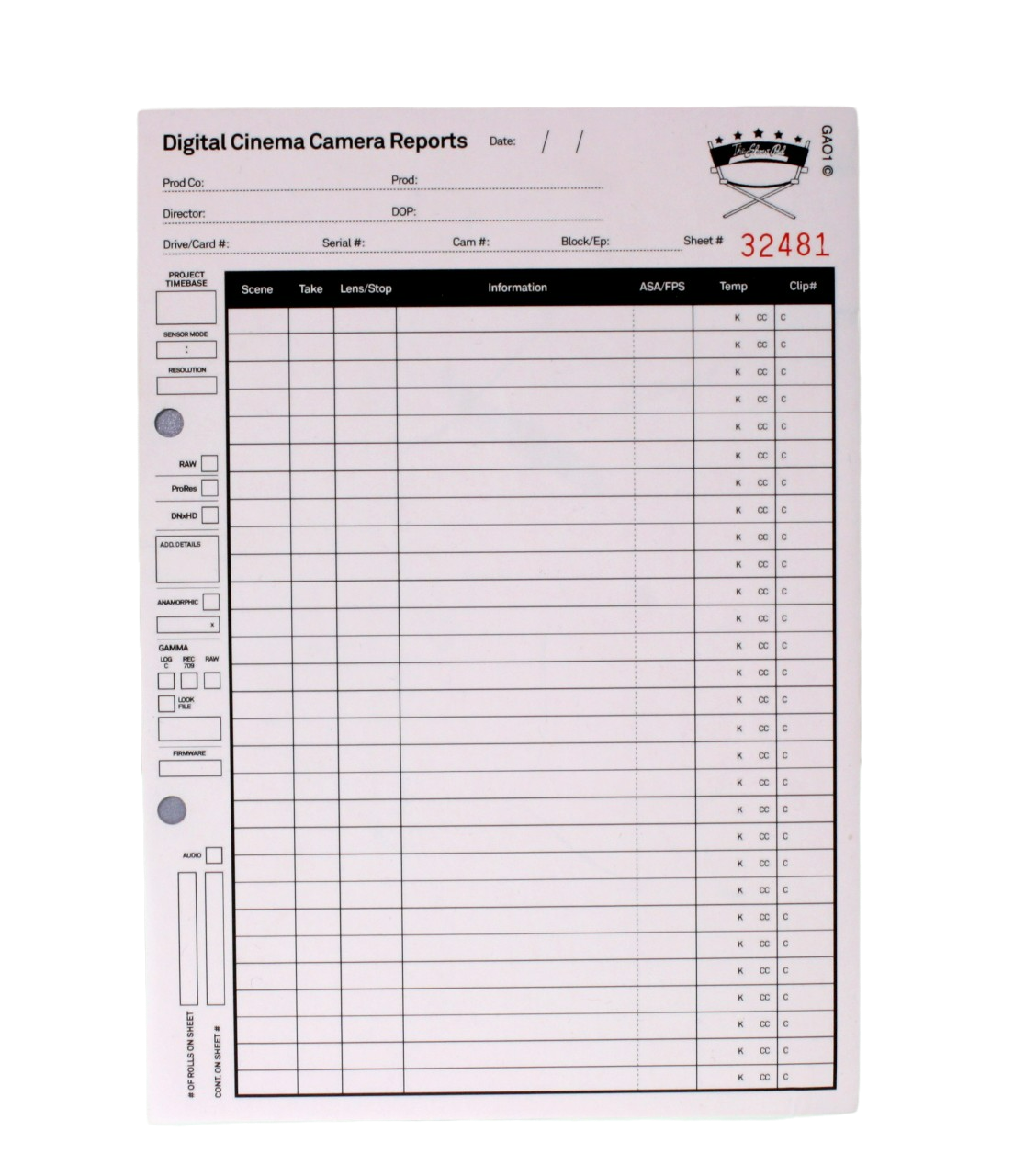 The front of the report pad