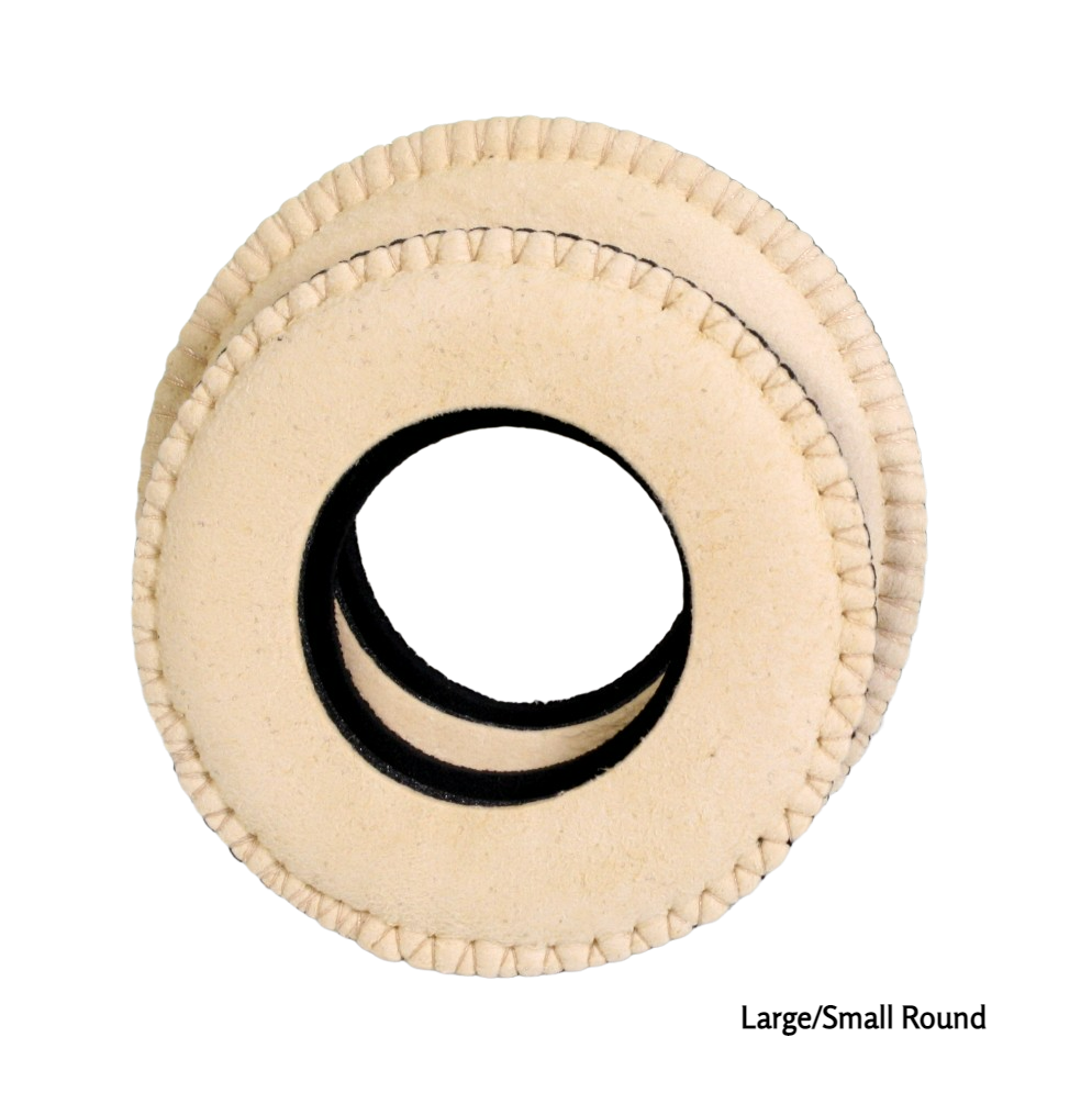 Round small and large Eye Chamois next to each other