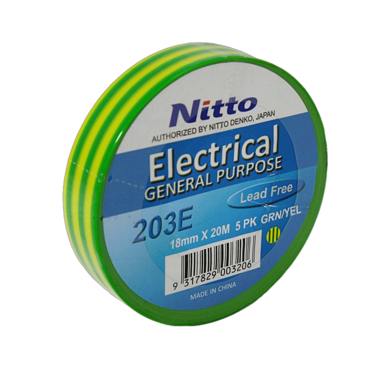Nitto Electrical Tape, Green/Yellow stripe