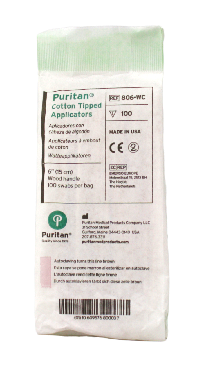Puritan cotton swabs in an autoclave bag