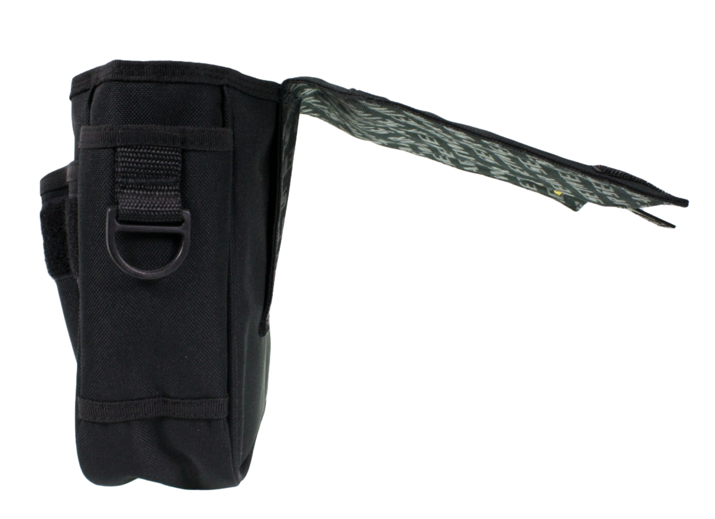 Side view, with the top open