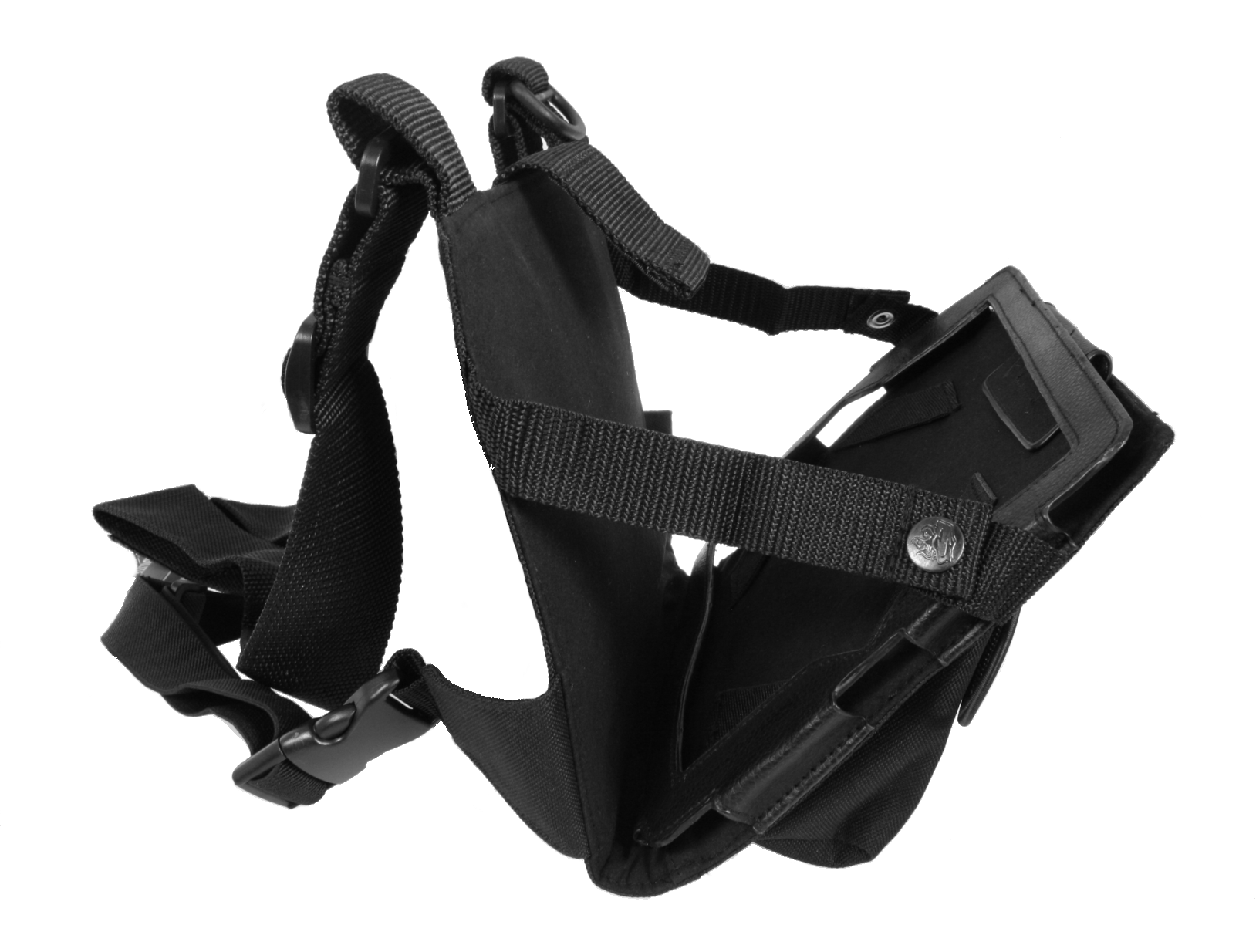 Side view, with the iPad pocket open