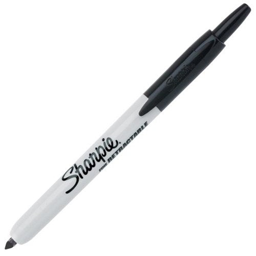 Sharpie Retractable marker, black, lid off