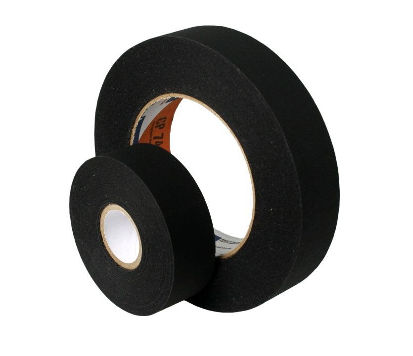 Shurtape CP-743 Matte Photo Tape, 1", small core roll and a 1" normal core roll side by side, standing up