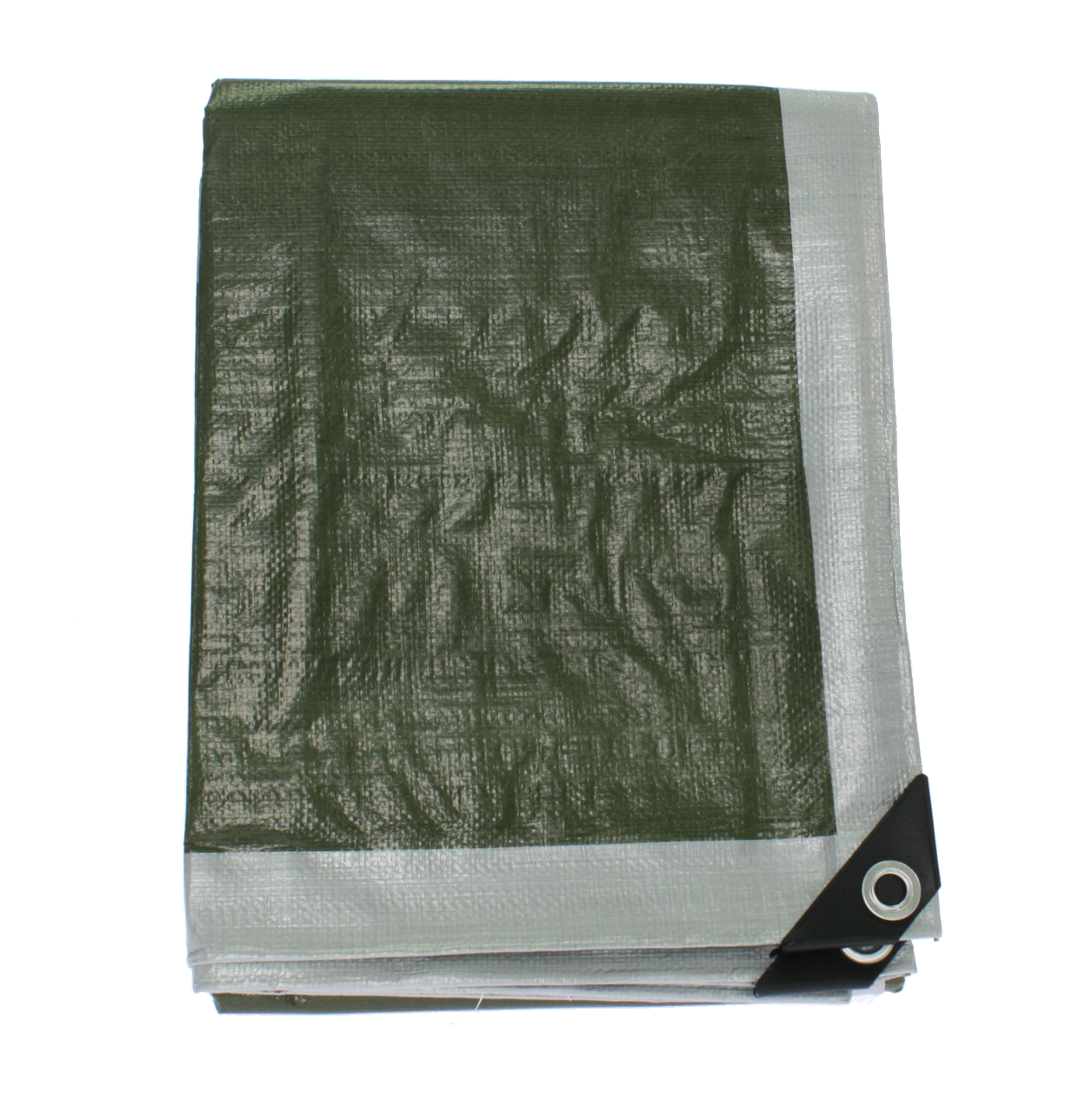 Heavy Duty Tarpaulin, 1.8m x 2.4m, Silver/Green