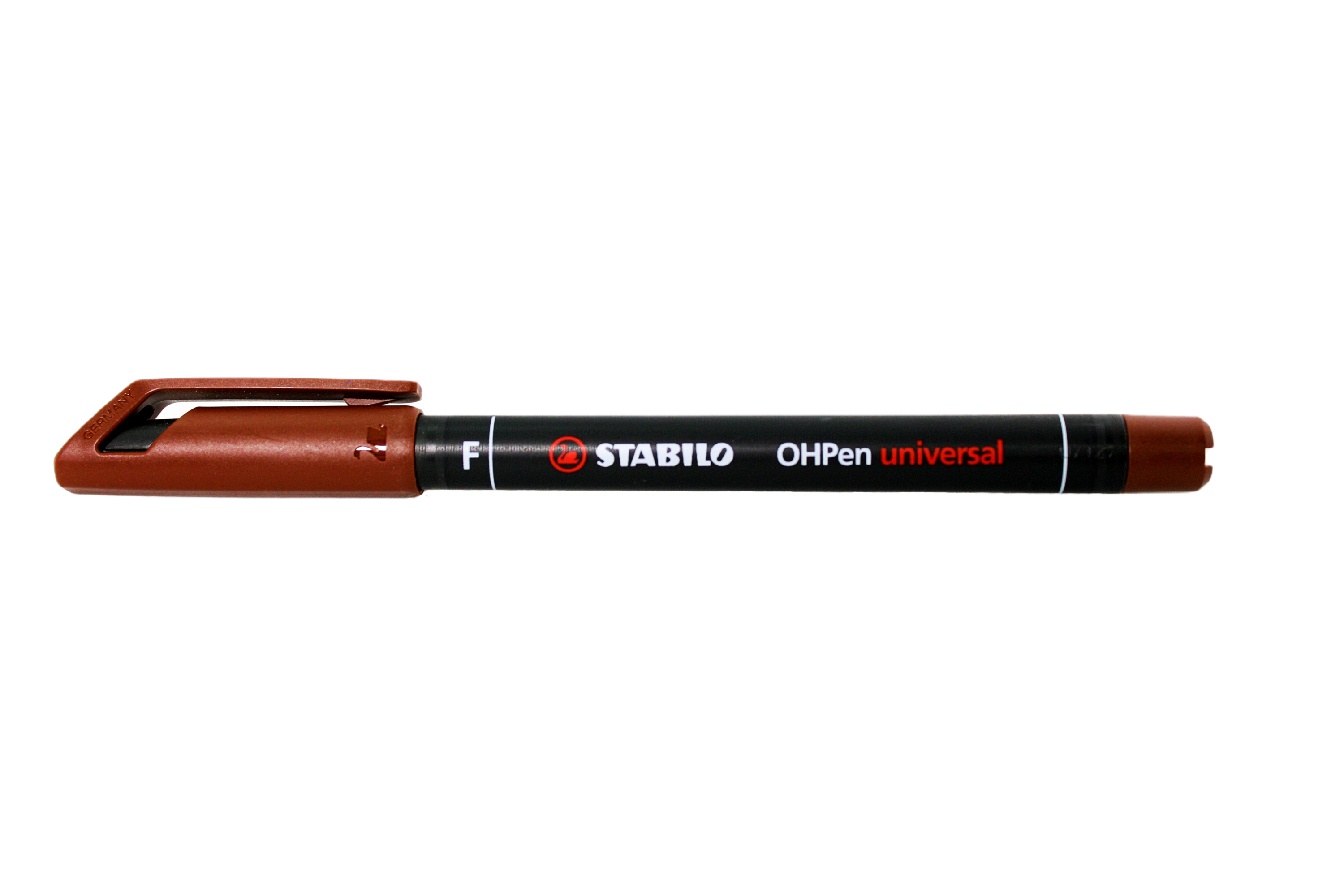Stabilo OHPen, Fine Tip, Brown, lid on