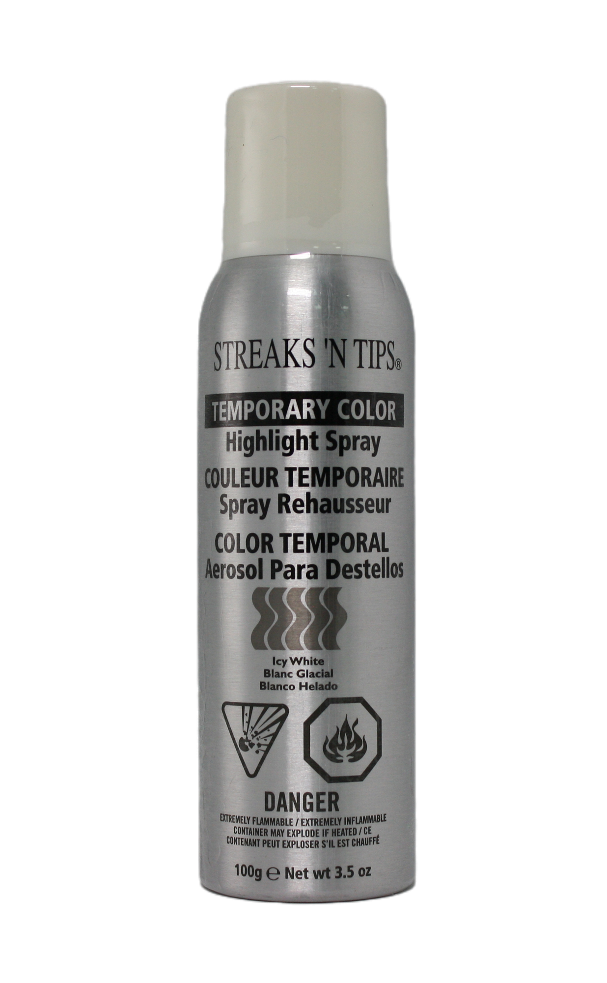 Streaks 'N Tips Icy White, front of the can