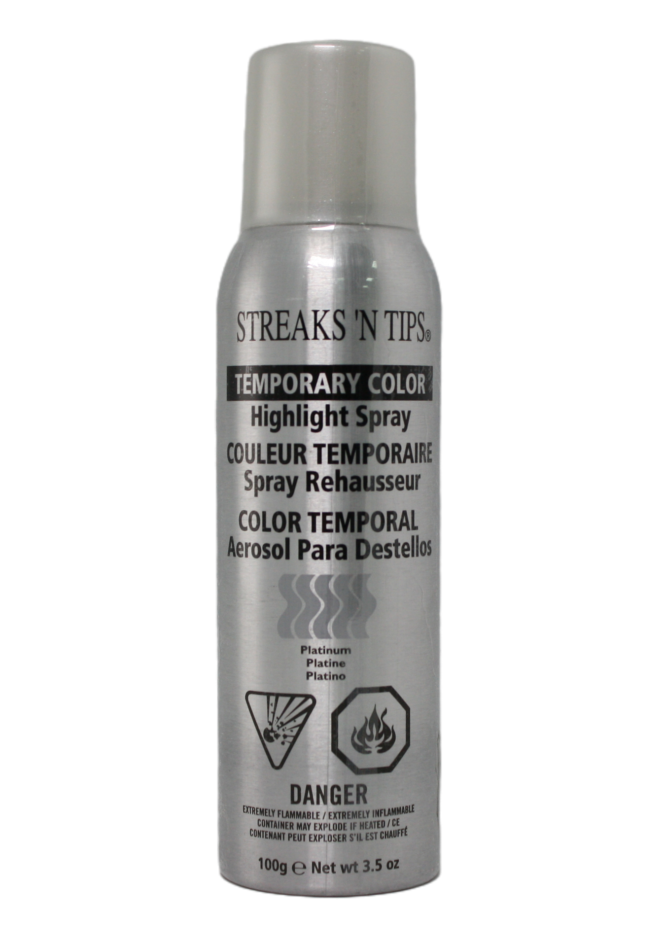 Streaks 'N Tips Platinum, front of the can
