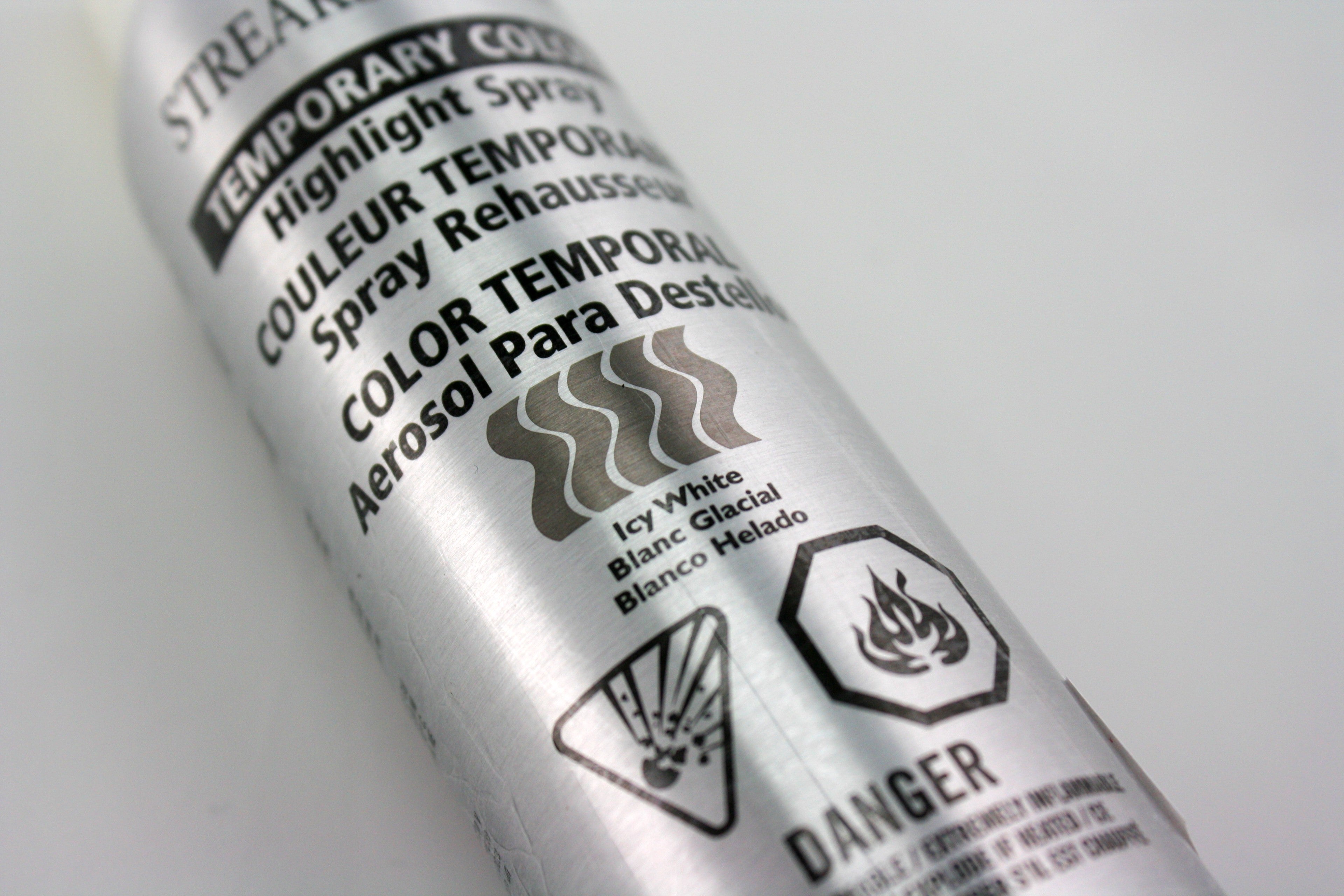 Streaks 'N Tips Icy White, front of the can close up