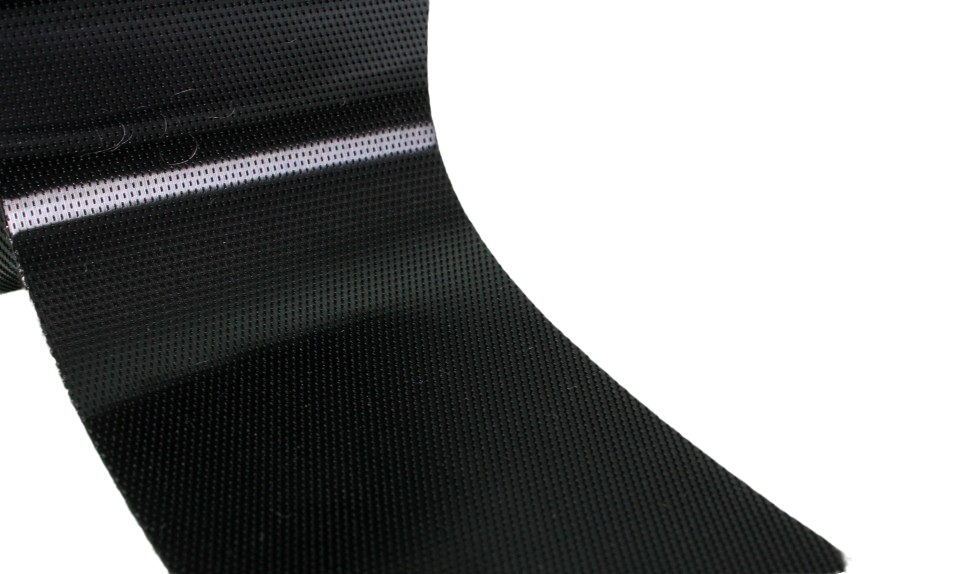 A close up of the hook side of the tape