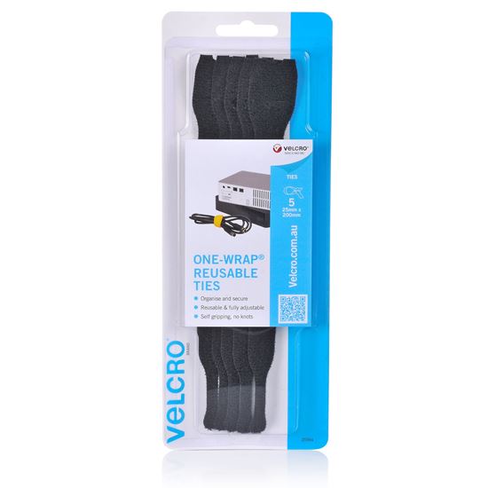 Velcro One-Wrap Reusable Ties, black