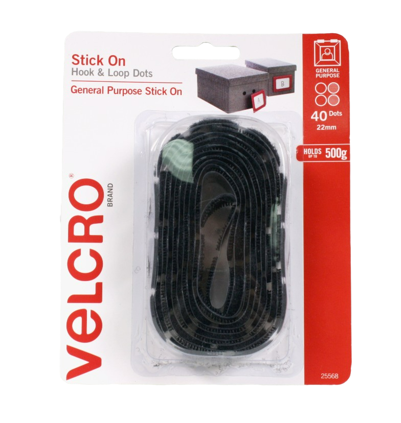 Velcro® Stick On, Hook & Loop Dots, 40 Pack