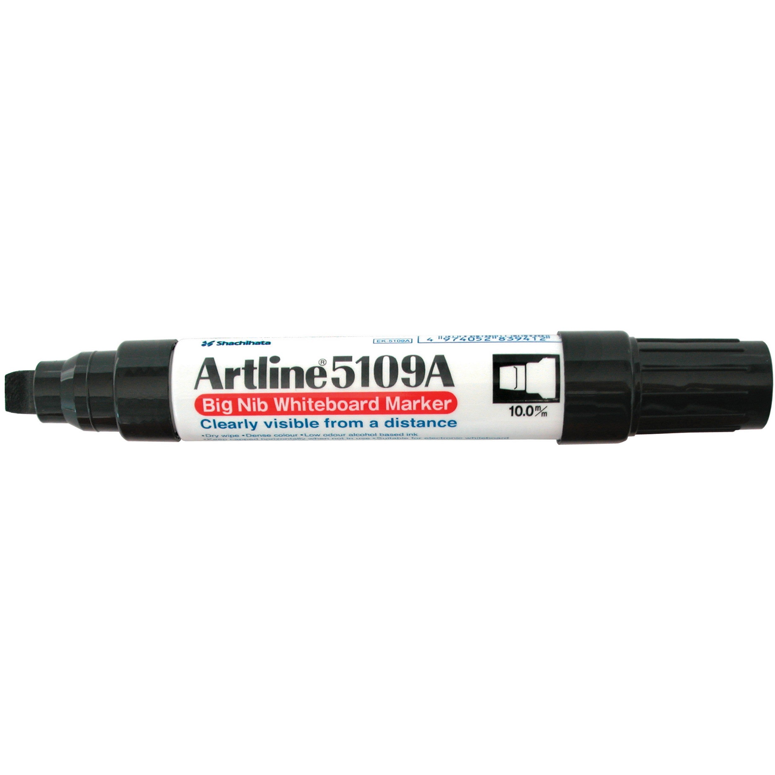 Artline 5109A Big Nib Whiteboard Marker, black, lid off