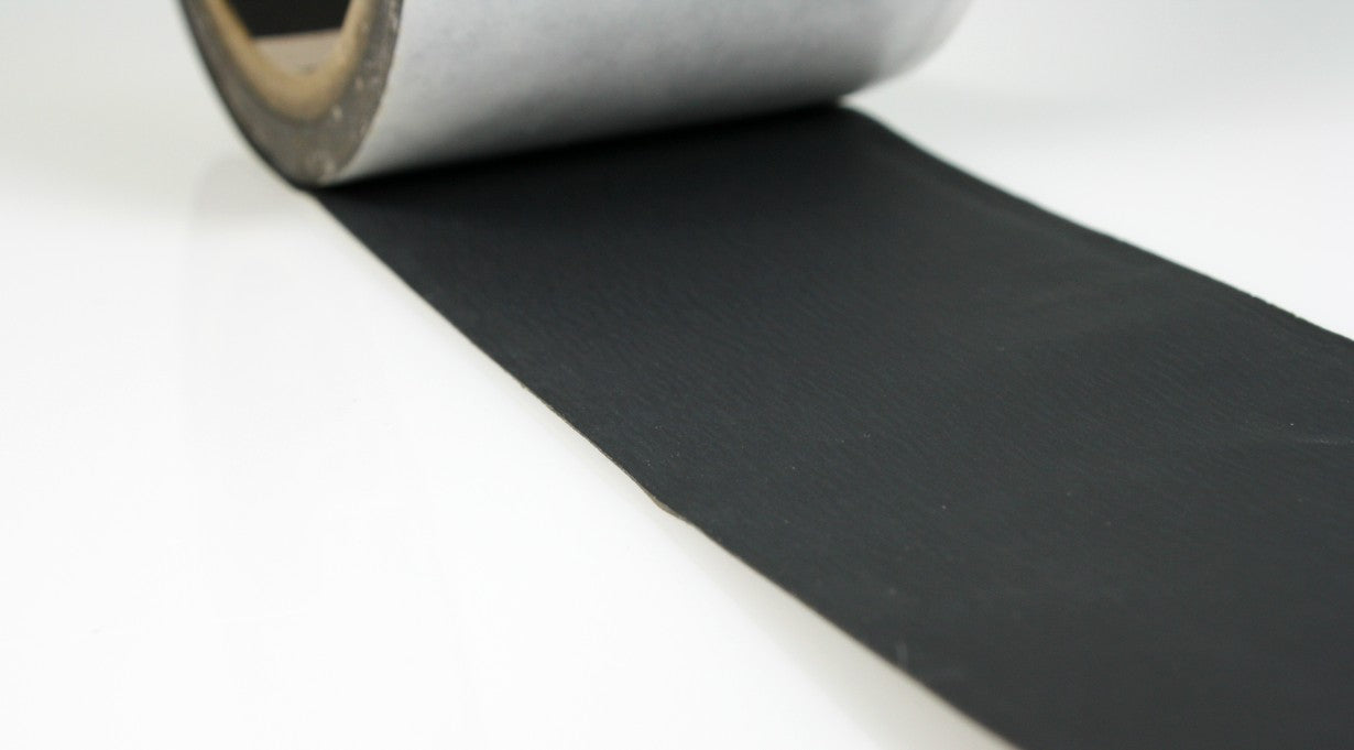 A close up of the tape showing the matte black foil