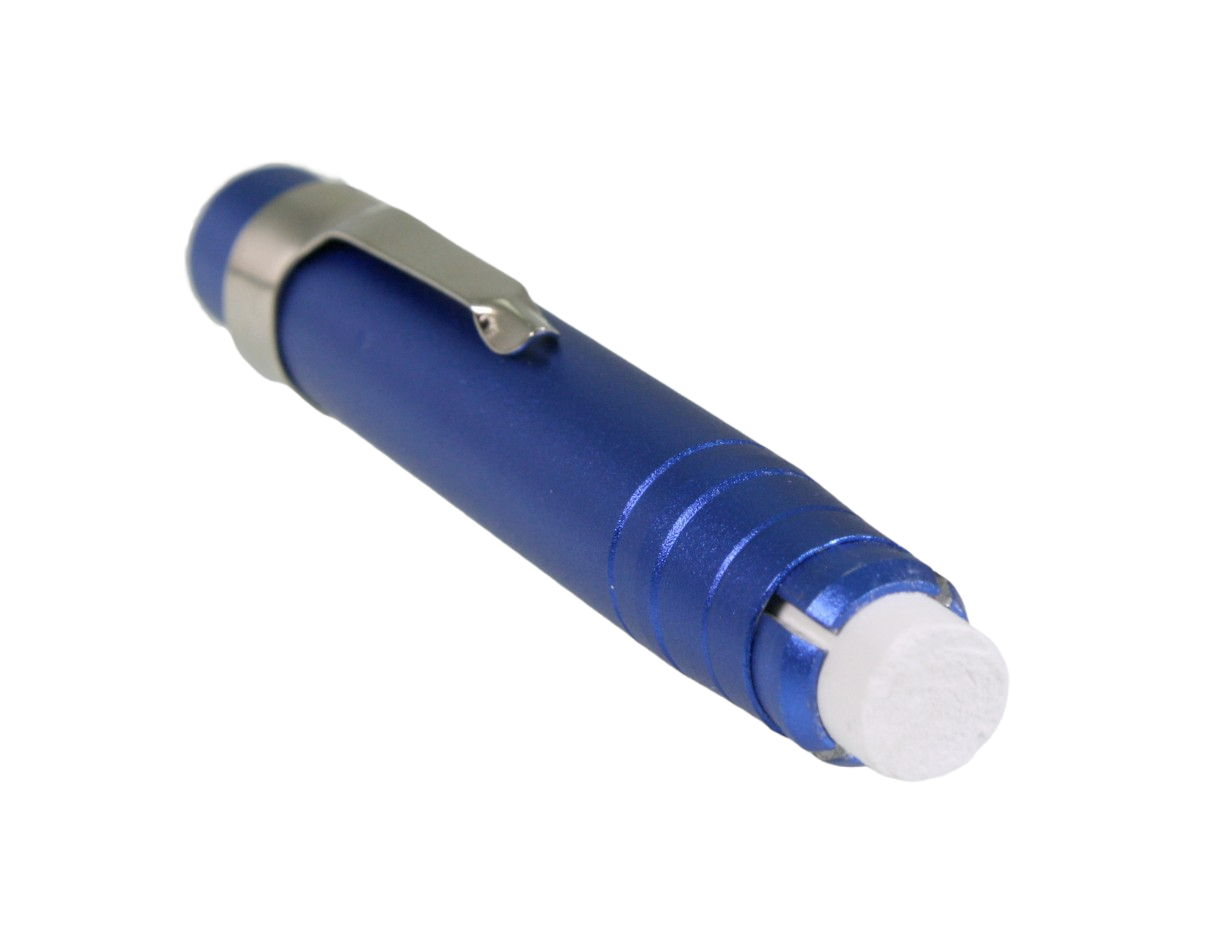 Blue chalk holder, from the front