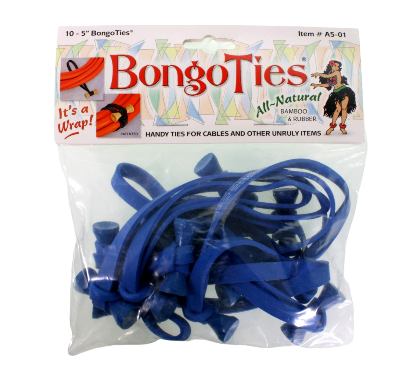Packet of 10 Bongo Ties, Blue colour