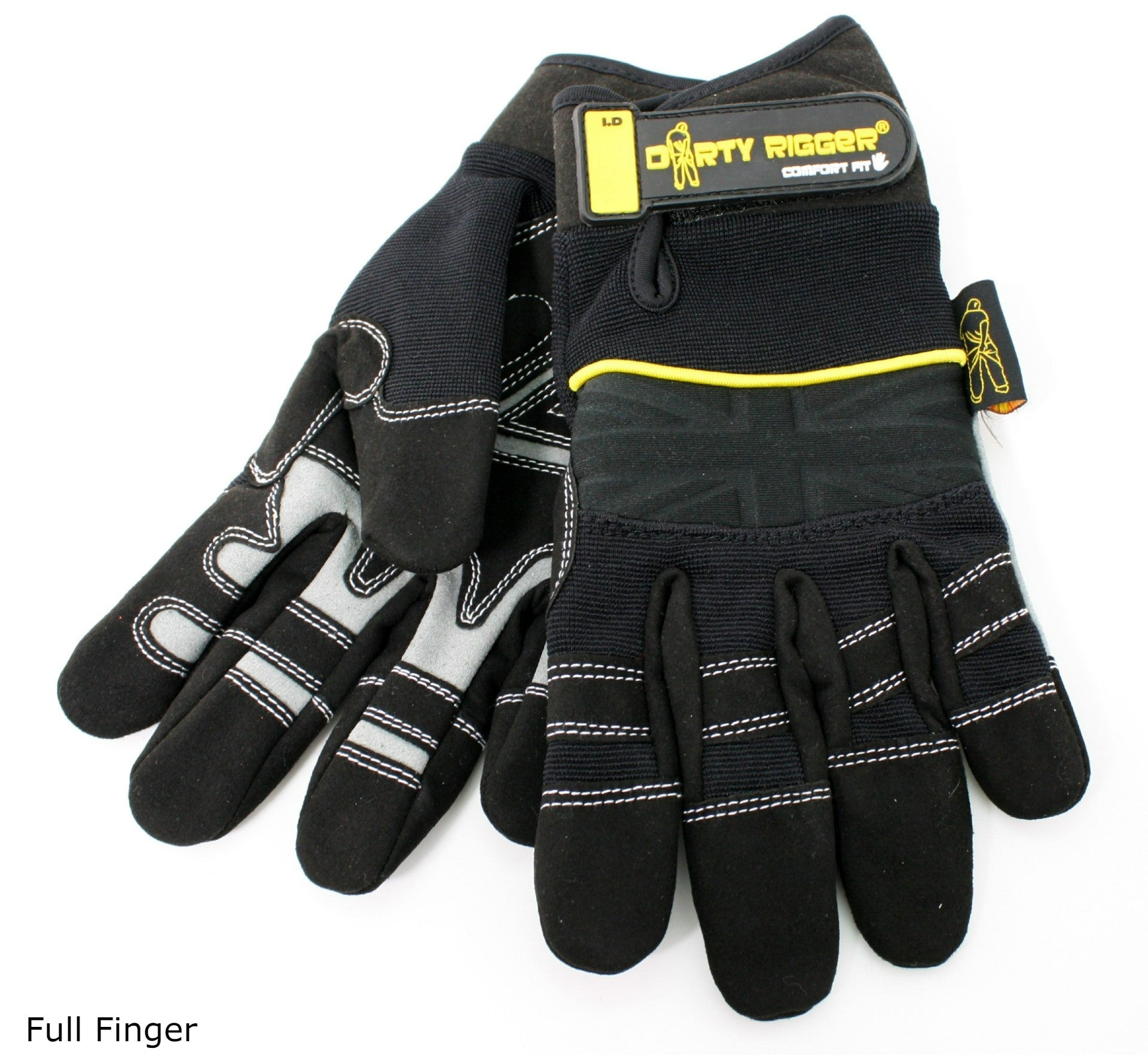 Full Finger, pair of gloves laying flat, one facing up, one facing down