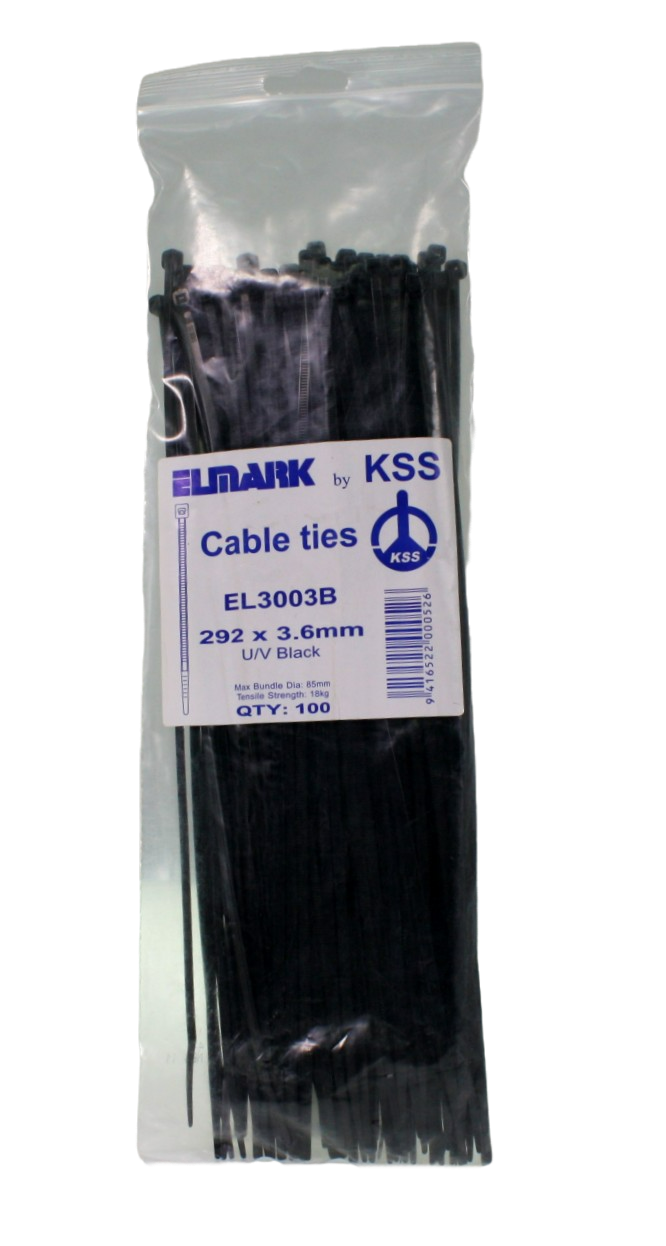 Packet of 100 cable ties, front view