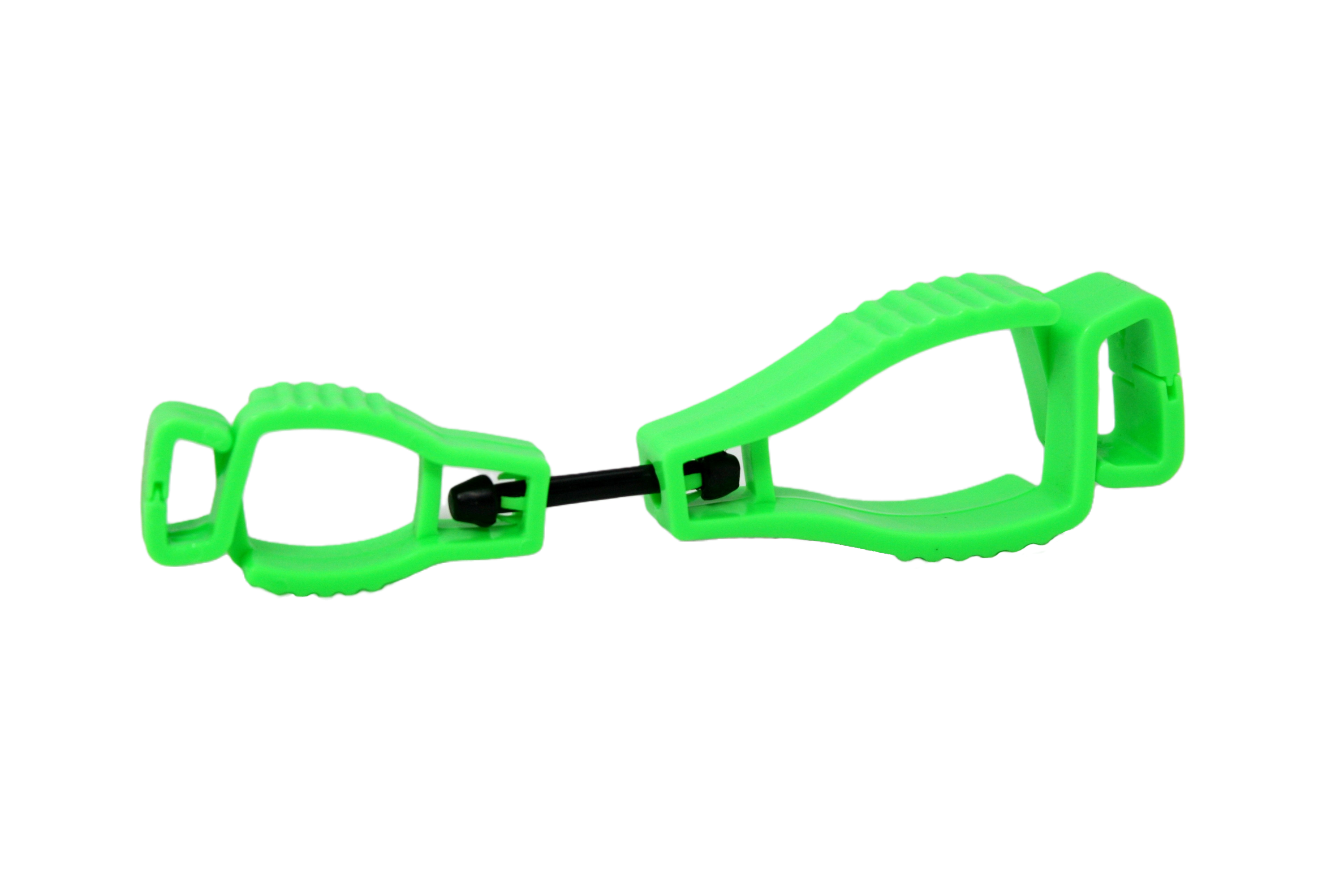 Side view of green glove clip