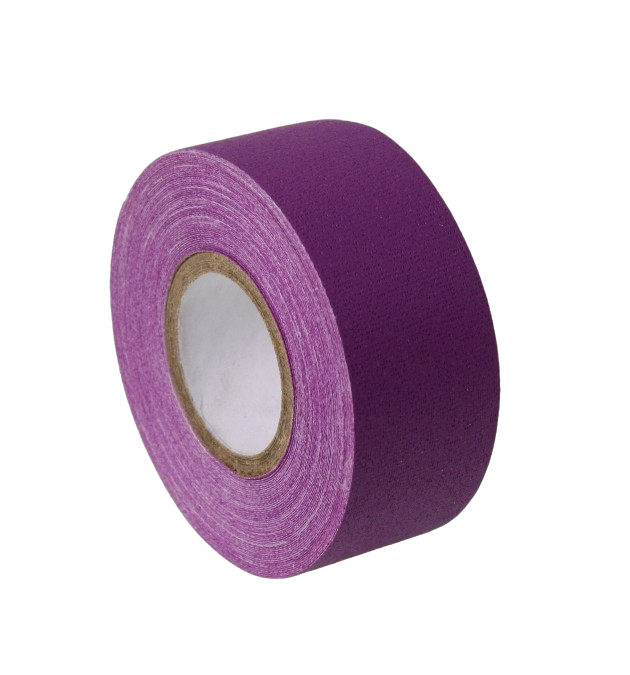 A close up of a single roll of purple Micro Gaffer 1" tape