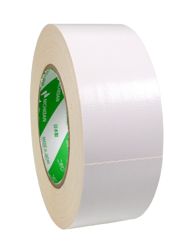 Nichiban White Gaff Tape, 2" roll, side view