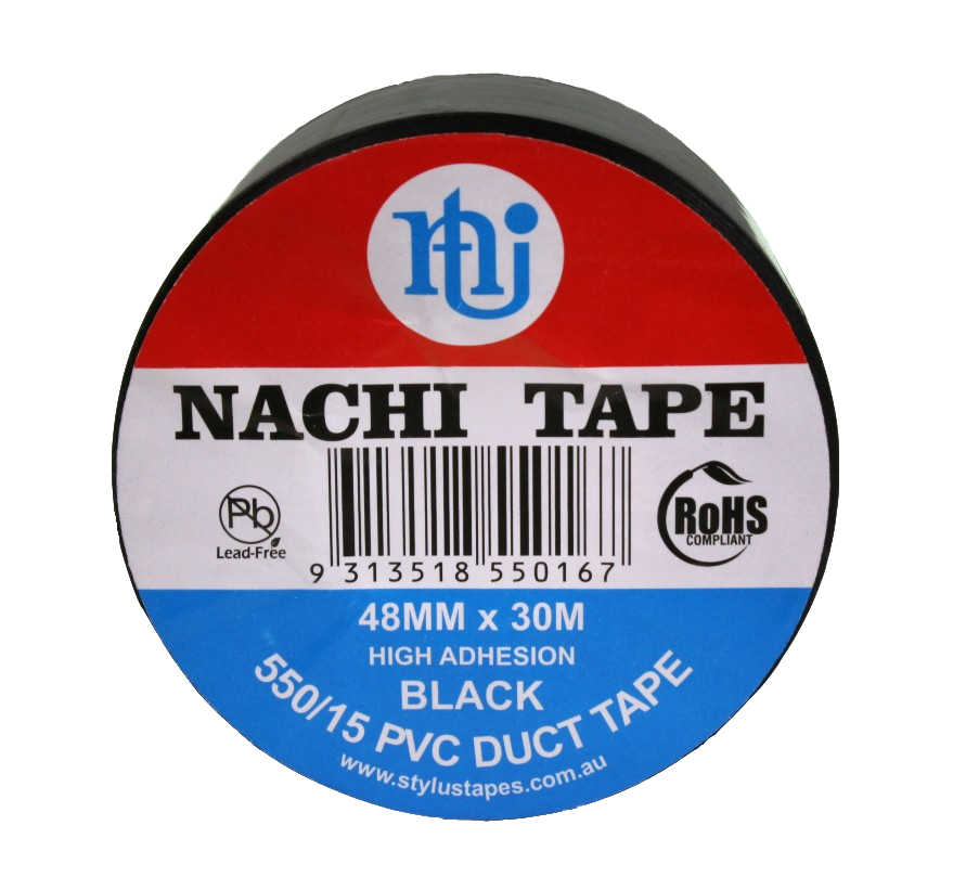 Nachi Tape black, front view showing the label