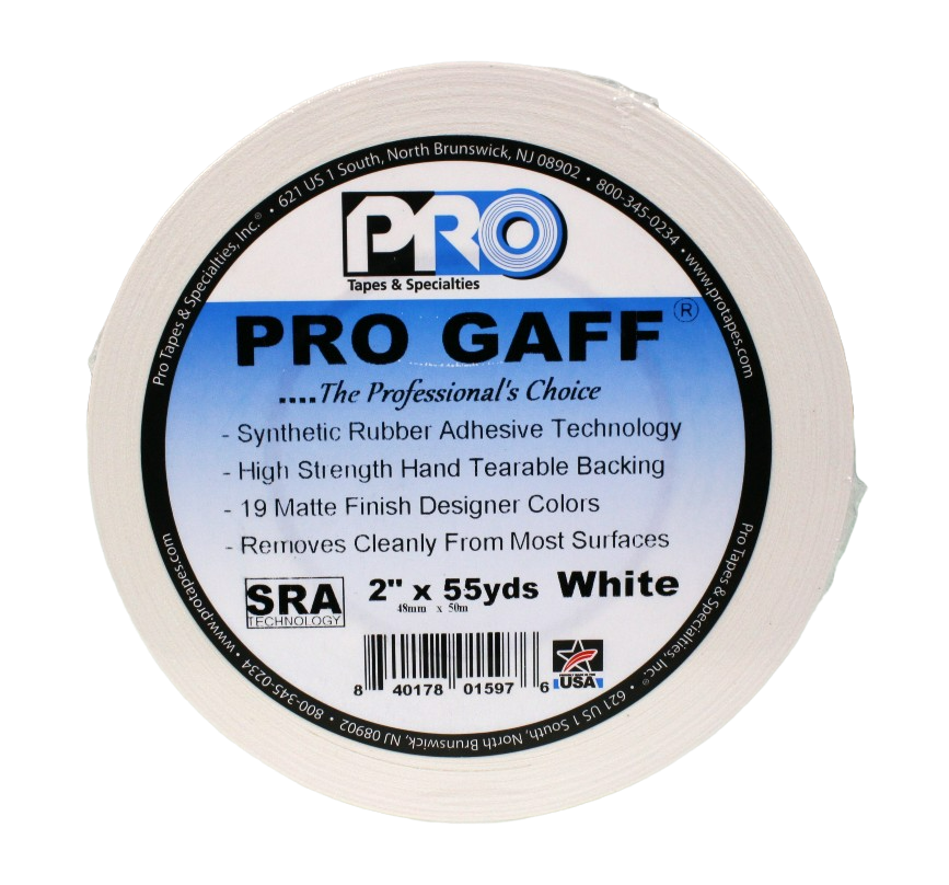 Pro Gaff 2" 50m roll, white, front view showing the label