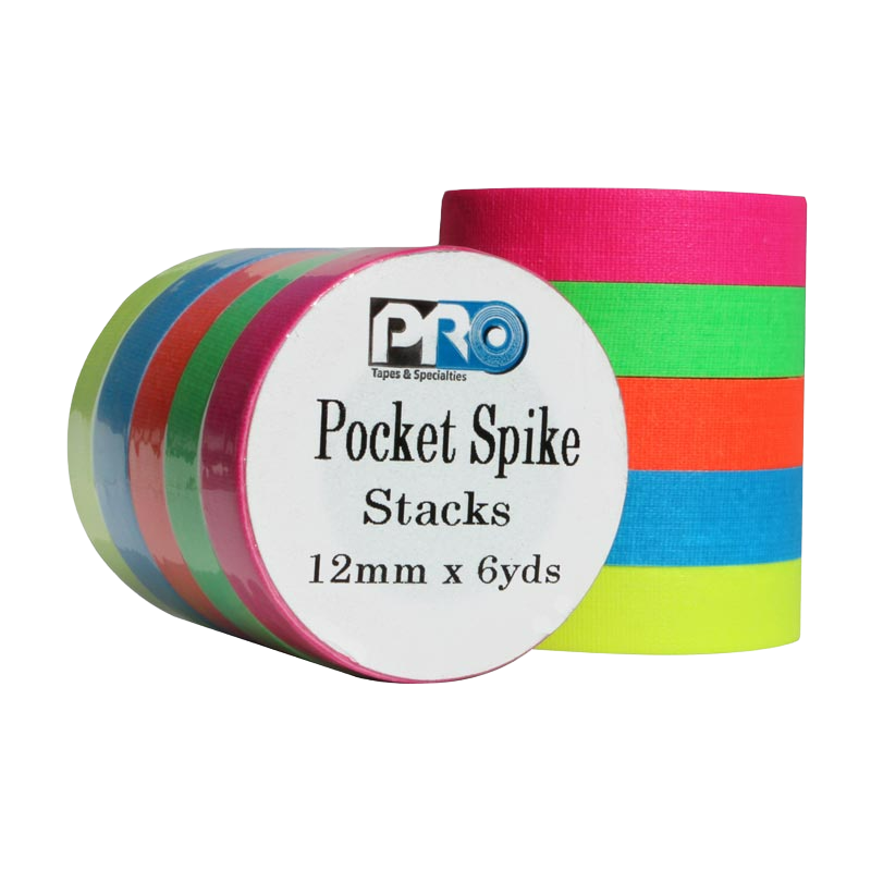 2 Pro Pocket Spike Stacks, in fluro colours. One standing on end, 1 lying on its side.