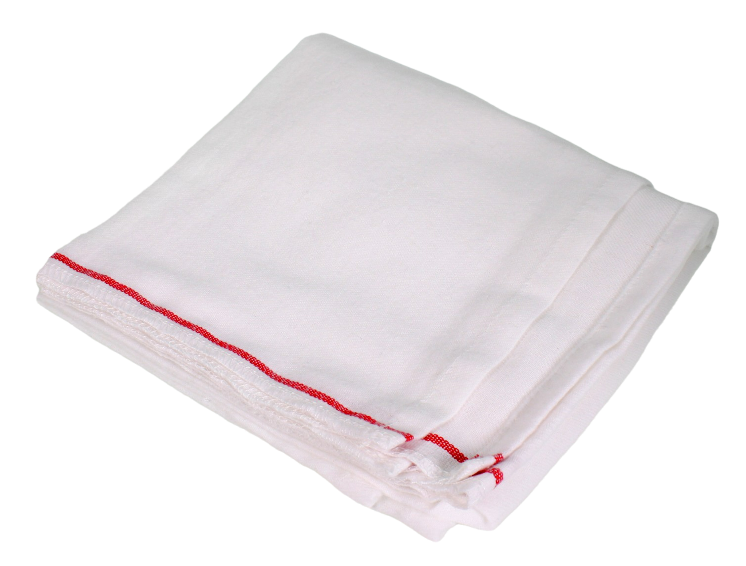 Folded cotton towel, with a red strip
