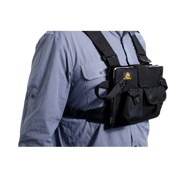 Chest pack in use, iPad pocket closed