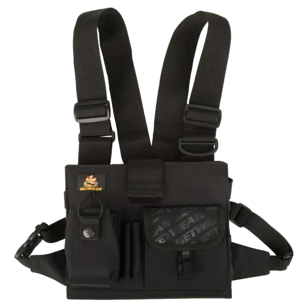 Front of the chest pack, straps up