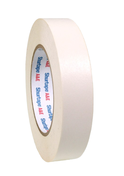 Shurtape 1" Flatback Paper Tape, White, side view